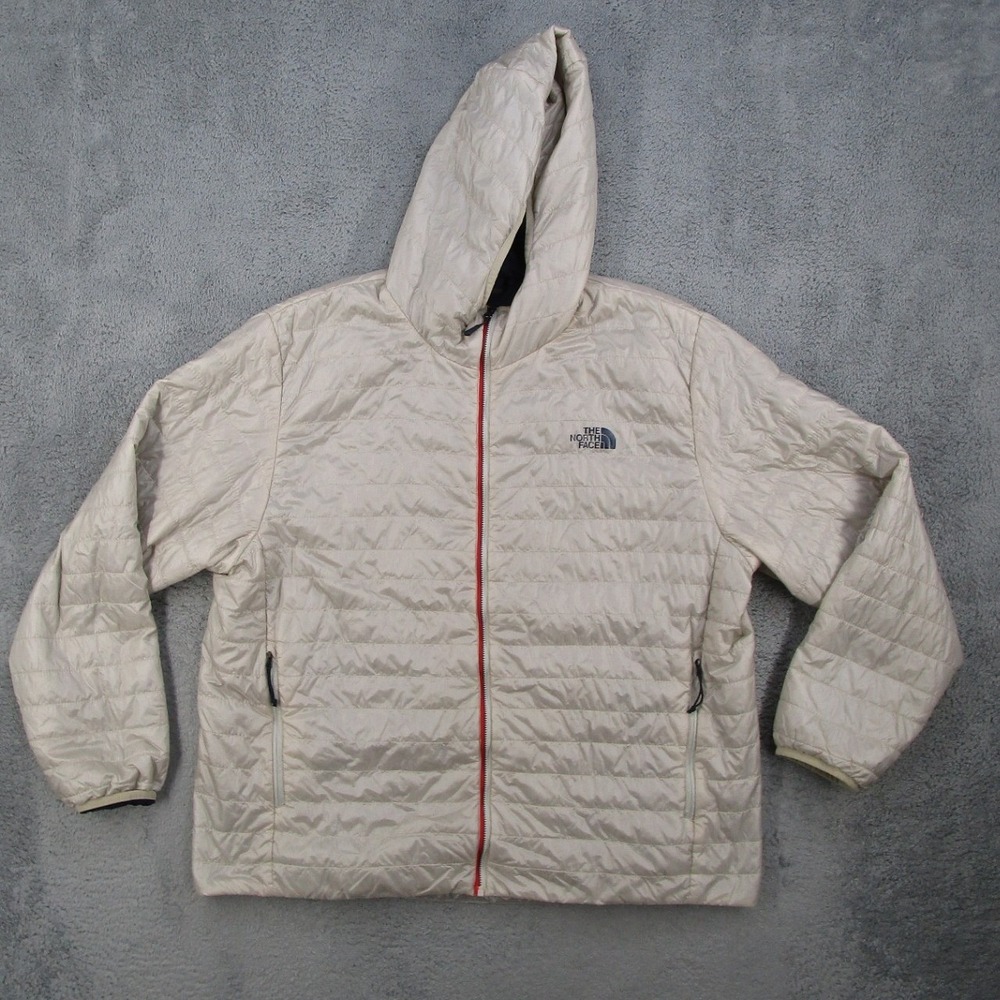 The North Face Mens XXL FlashDry Puffer Jacket Hooded Cream Full Zip A36G